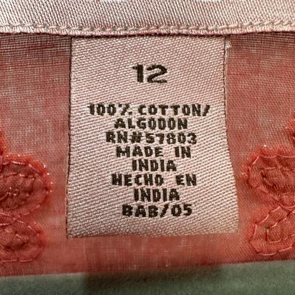 Bandolino Size 12 Cover-Up Salmon Color Embroidered Sequins Side Ties Beach - Picture 12 of 12